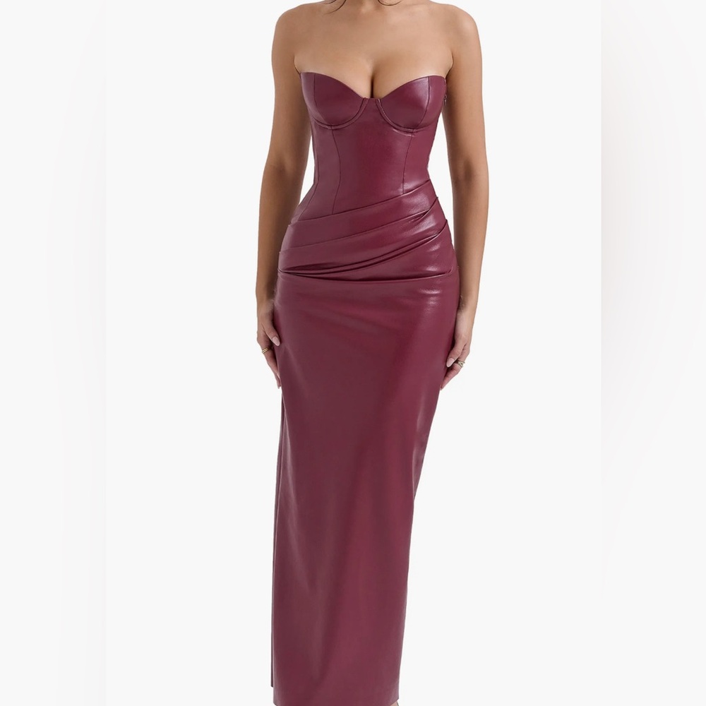 House of CB Juliana Corset Faux Leather Gown